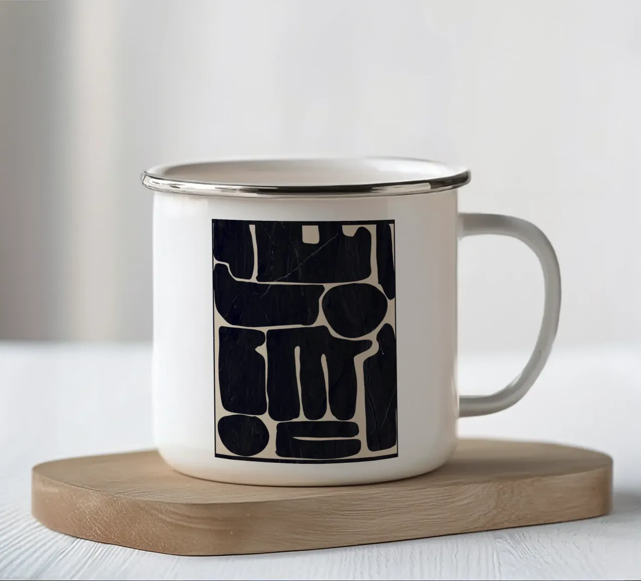Moderne abstrakte minimale Formen 162 Emaille Tasse von ThingDesign