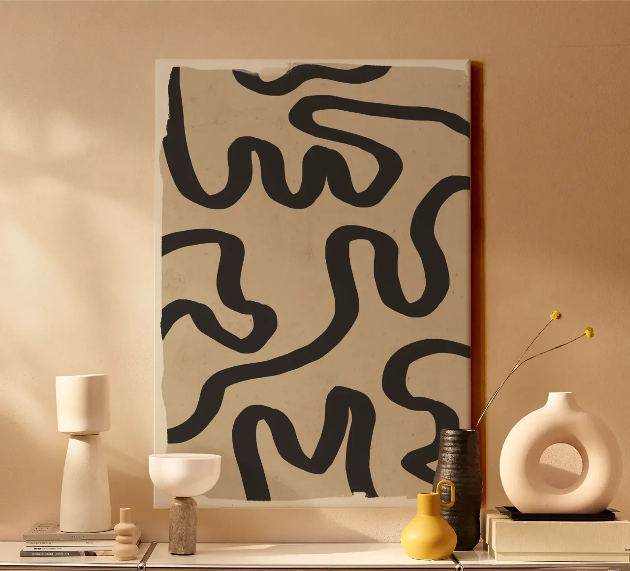 Abstract line art 173 canvas with Floater frame by ThingDesign