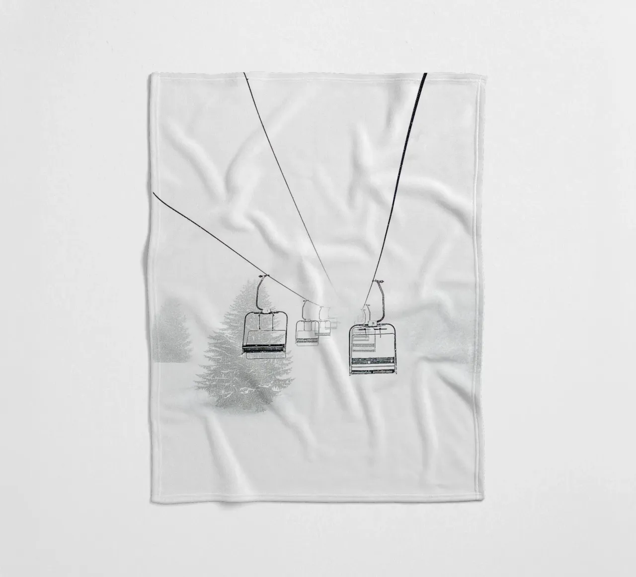 Impianto di risalita in inverno - Motivo minimalista della neve coperta in pile da Whole©