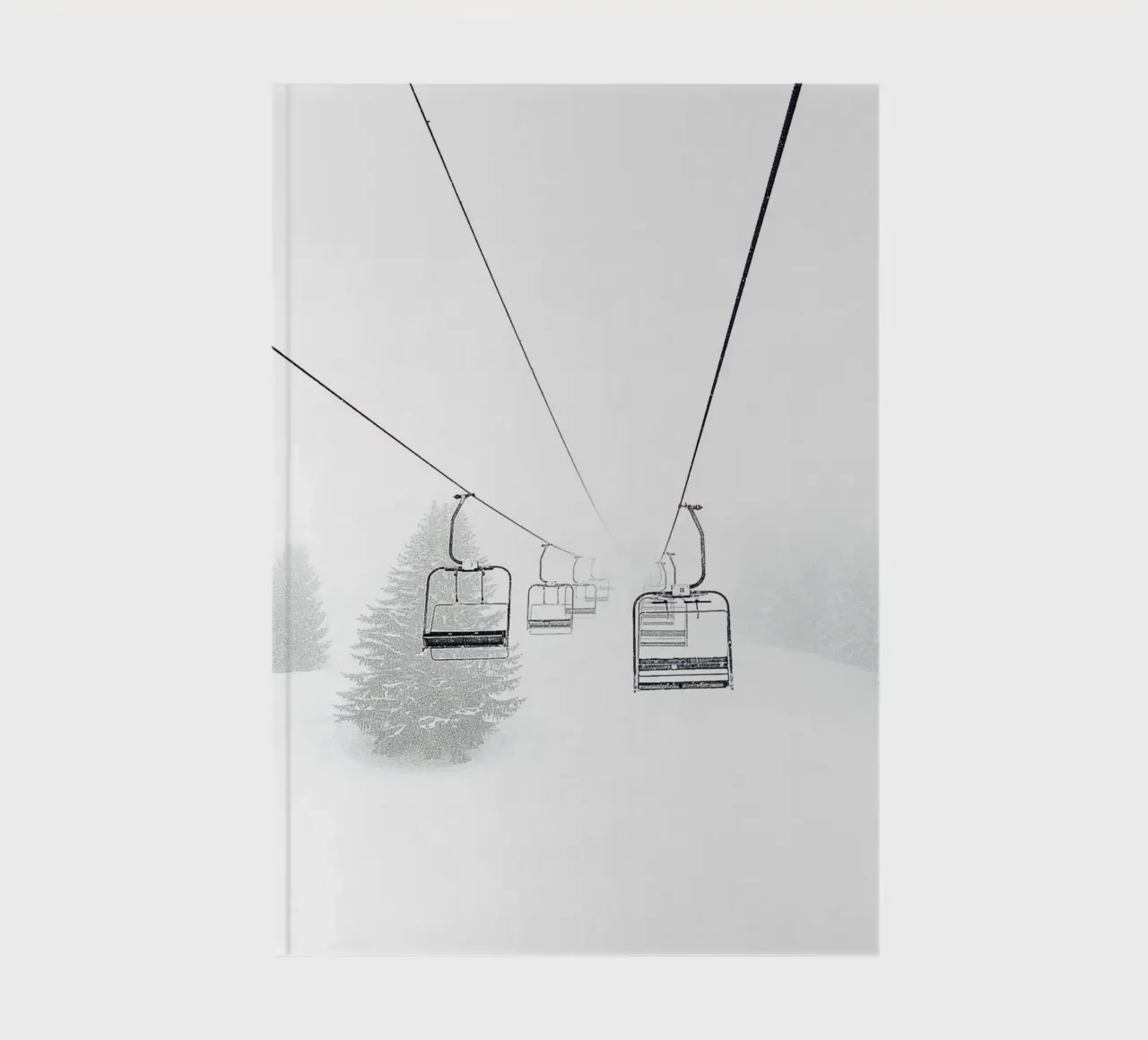 Ski lift in winter - Minimalist snow motif notebook by Whole©