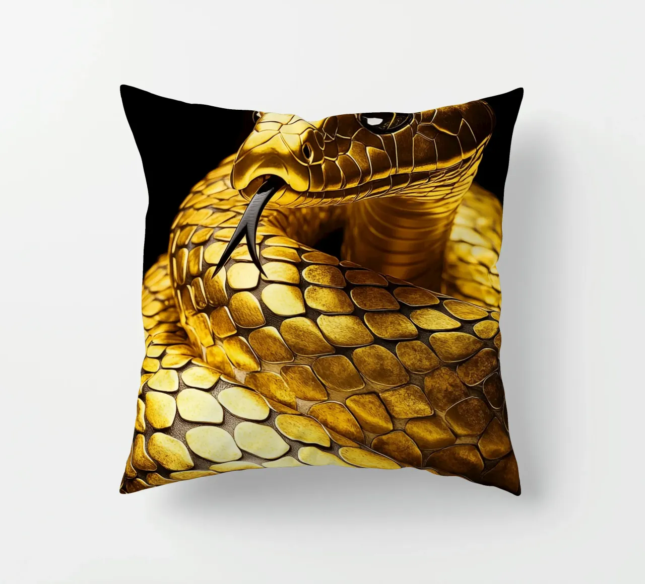 Serpente d'oro con lingua biforcuta cuscino da Autofocus