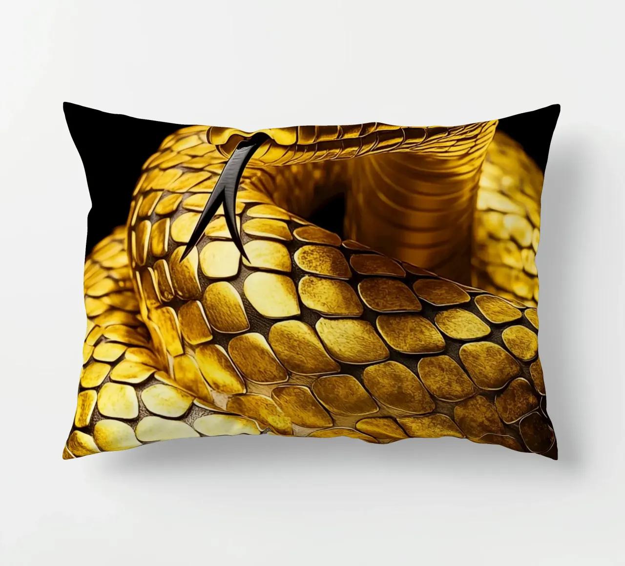 Serpente d'oro con lingua biforcuta cuscino da Autofocus