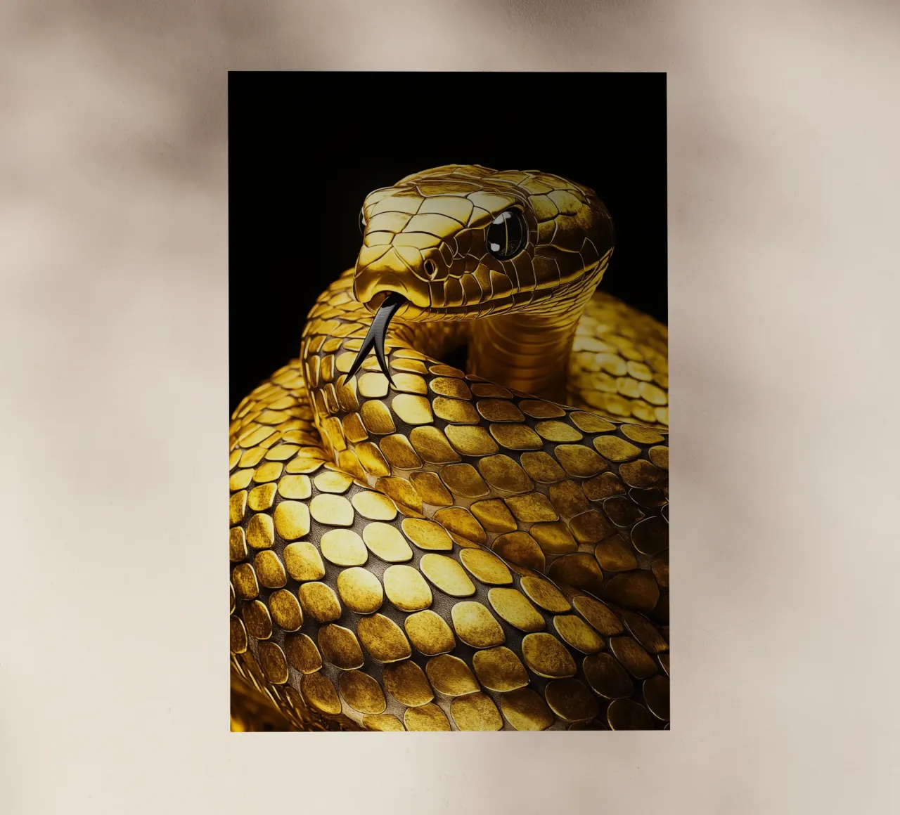 Serpente d'oro con lingua biforcuta pellicola backlit da Autofocus
