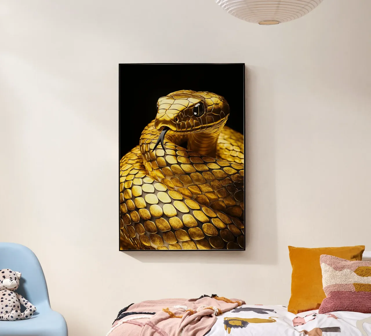 Serpente d'oro con lingua biforcuta plexiglass da Autofocus
