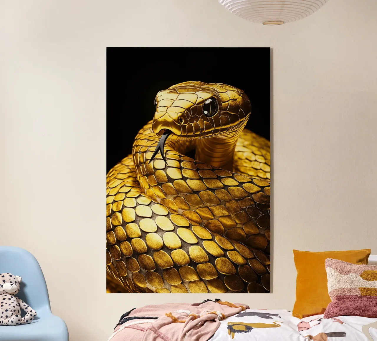 Serpente d'oro con lingua biforcuta plexiglass da Autofocus