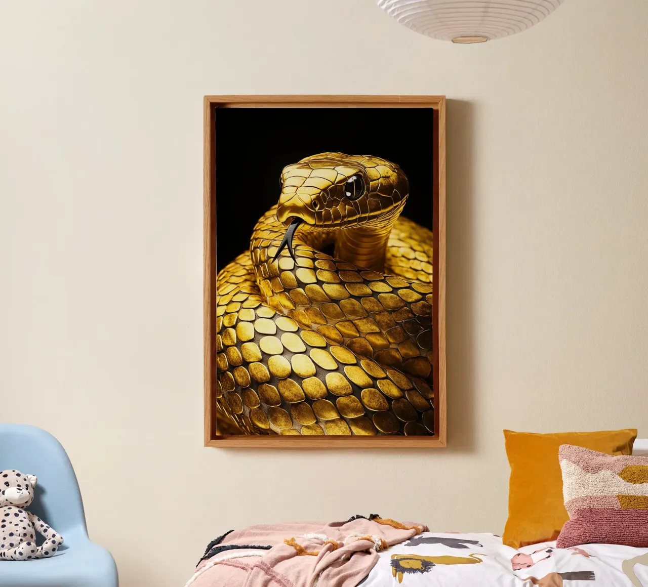 Golden snake with forked tongue canvas by Autofocus