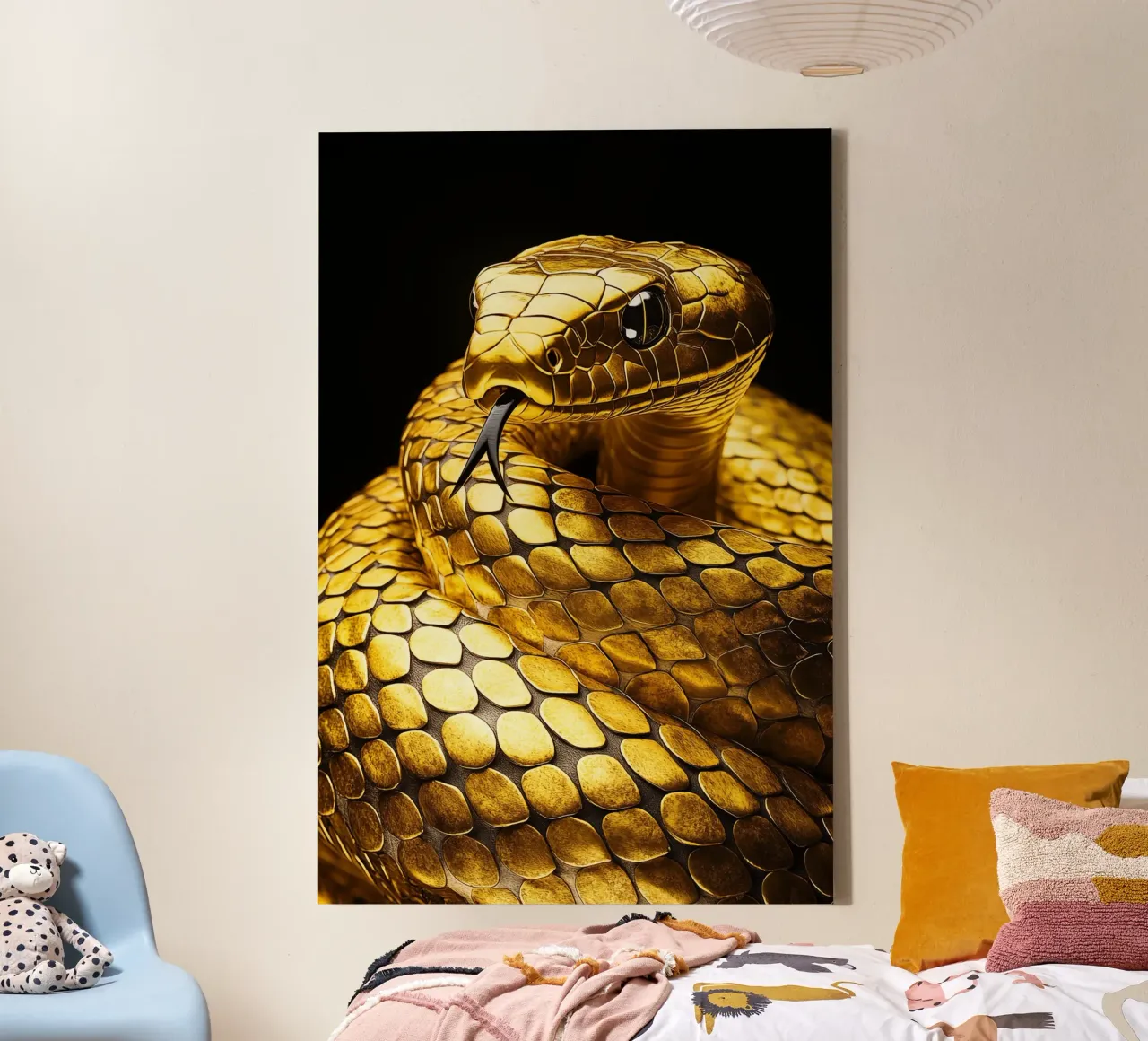 Golden snake with forked tongue canvas by Autofocus
