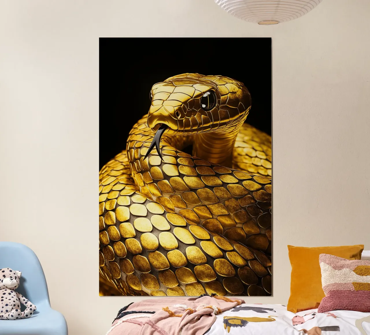 Serpente d'oro con lingua biforcuta carta hahnemühle da Autofocus