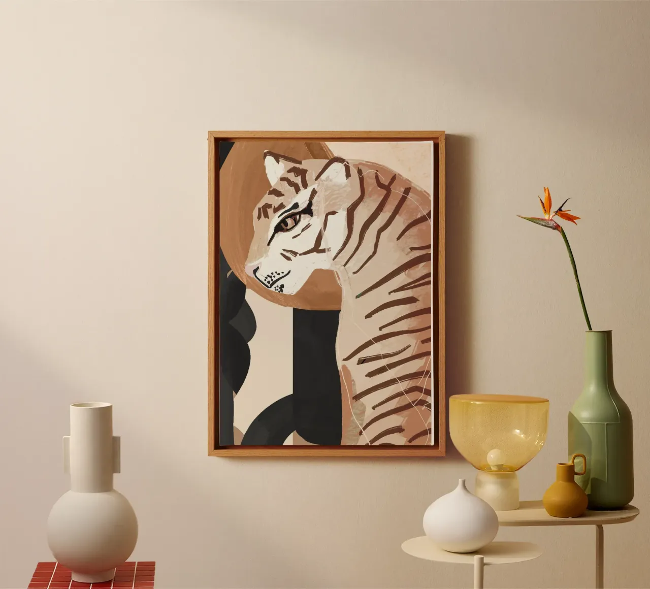 Abstract Art Tiger canvas with Floater frame by ThingDesign