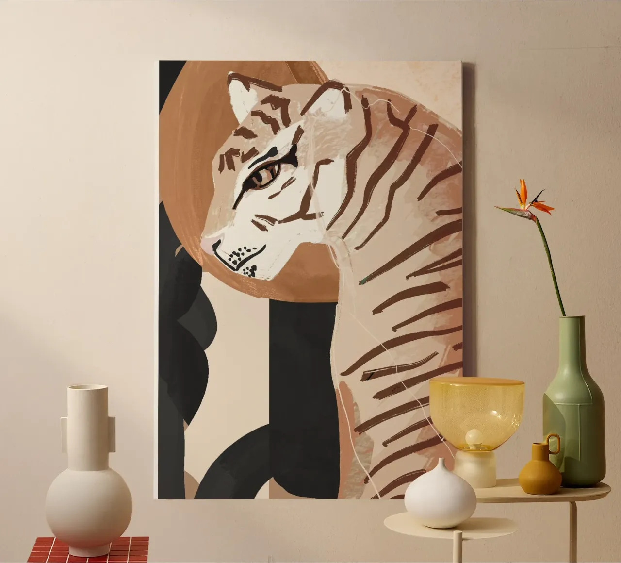 Abstract Art Tiger canvas with Floater frame by ThingDesign