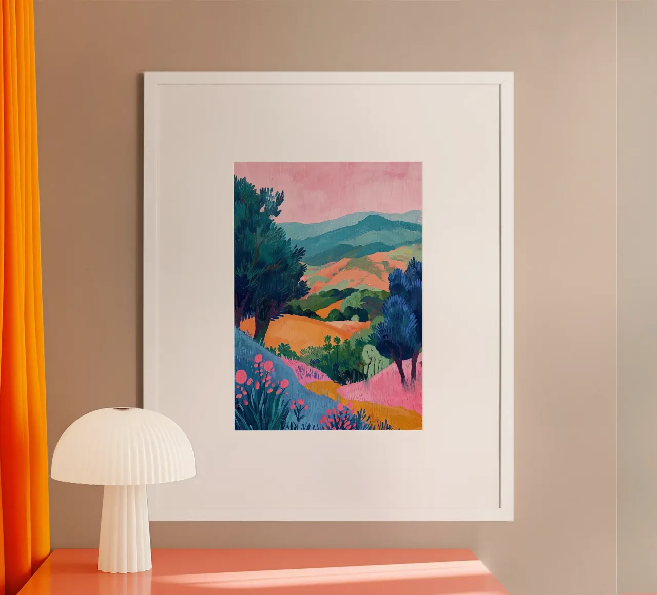 Una vista piena di luce e di vita poster con telaio in legno da Nikis Art Studio