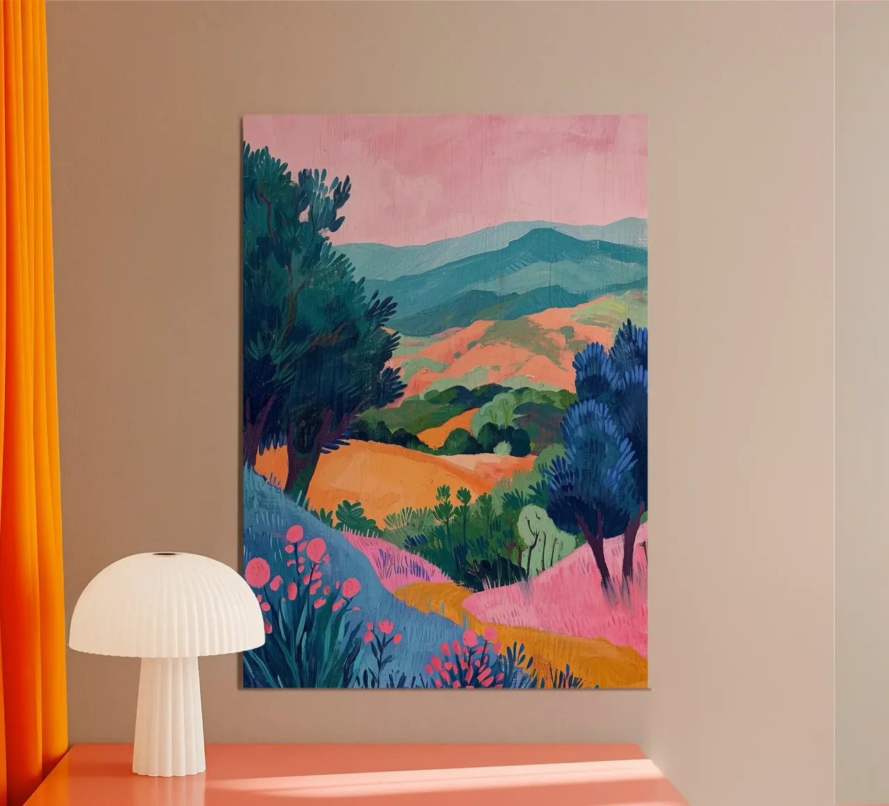 Una vista piena di luce e di vita poster con telaio in legno da Nikis Art Studio