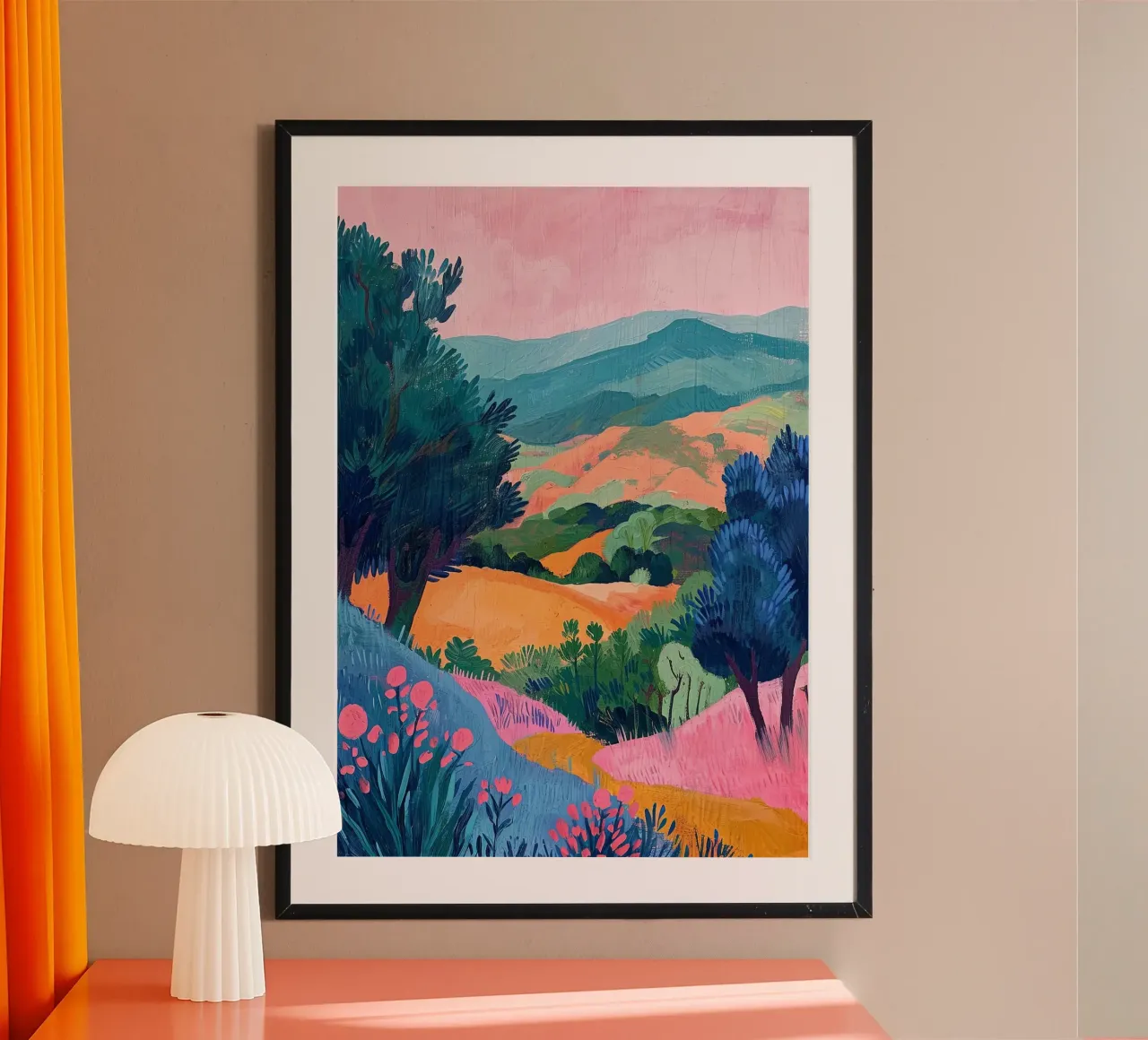 Una vista piena di luce e di vita poster con telaio in legno da Nikis Art Studio
