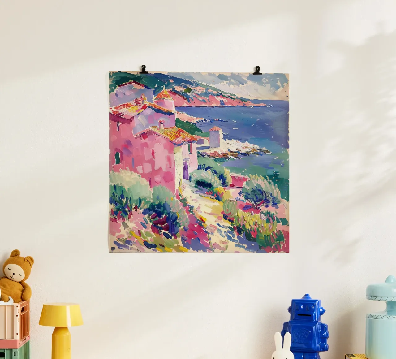 Wo Himmel und Erde tanzen poster avec cadre en plastique de Nikis Art Studio