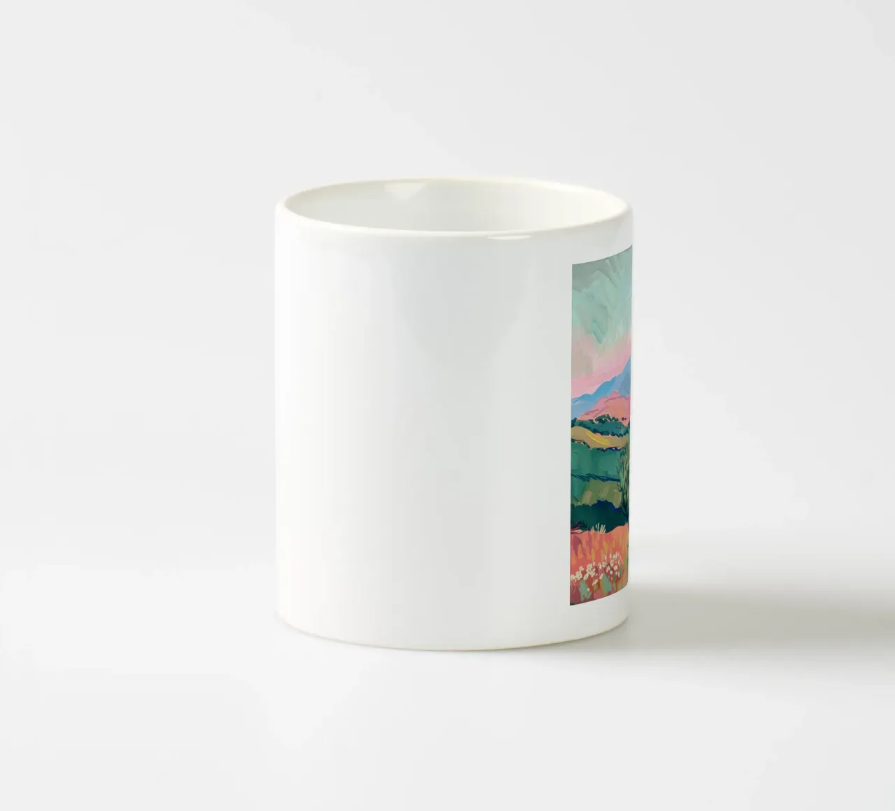 Sussurri di luce sulle colline tazza in ceramica da Nikis Art Studio