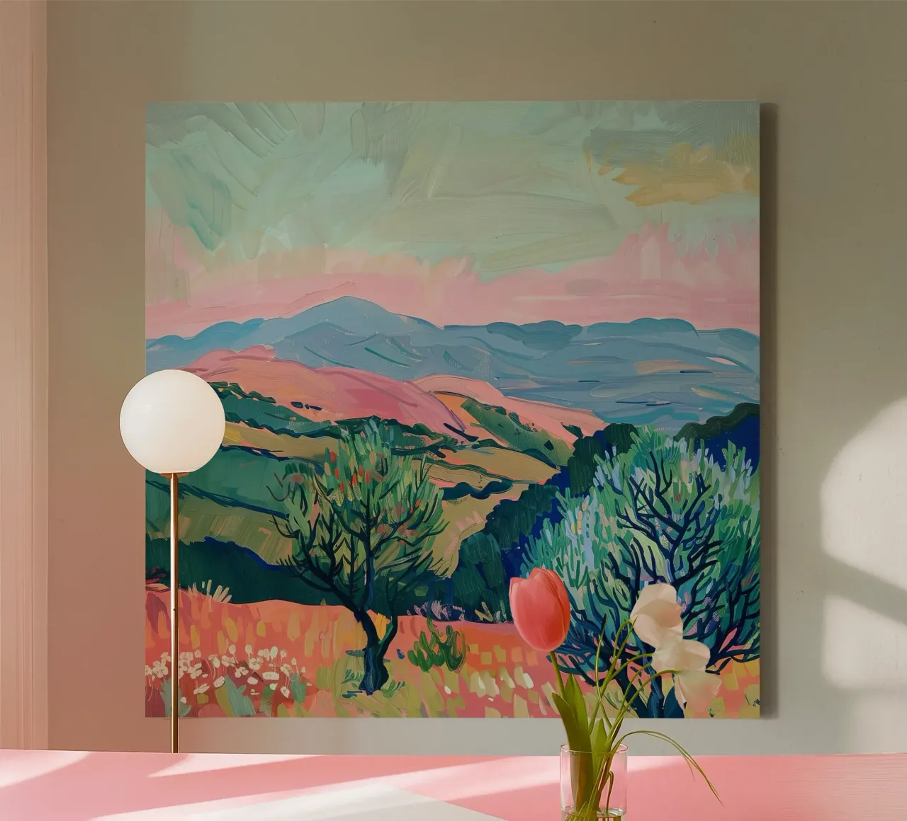 Whispers of light over the hills canvas by Nikis Art Studio