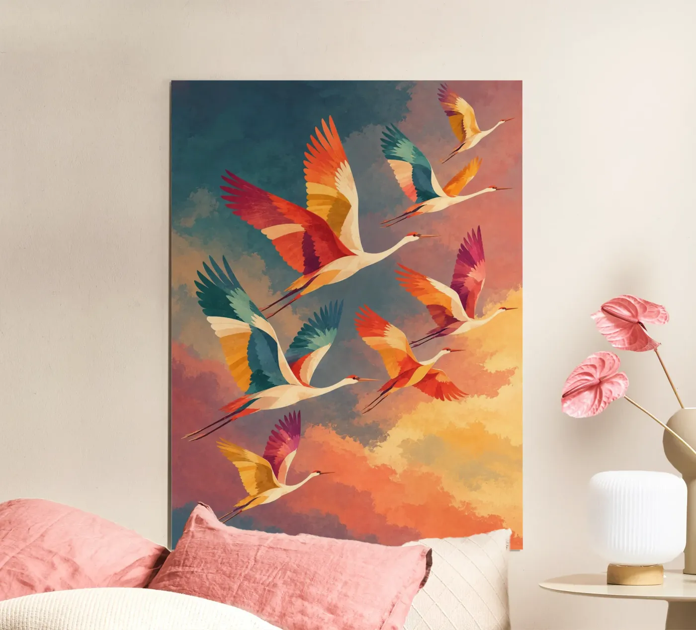 Sunset Cranes poster by Bloomtheory