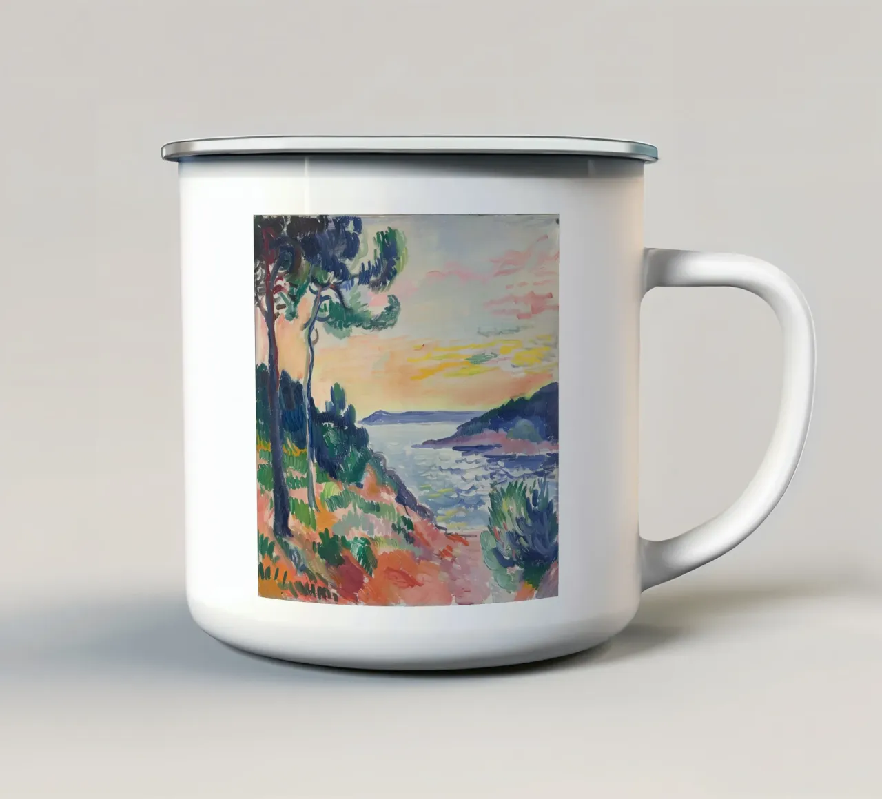 Orizzonti pieni di sogni tazza in smalto da Nikis Art Studio