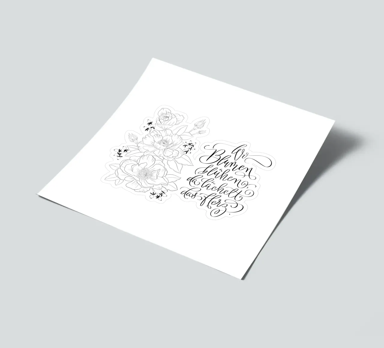 Where flowers bloom, the heart smiles. Florals. Calligraphy sticker sheet by CalliLetters