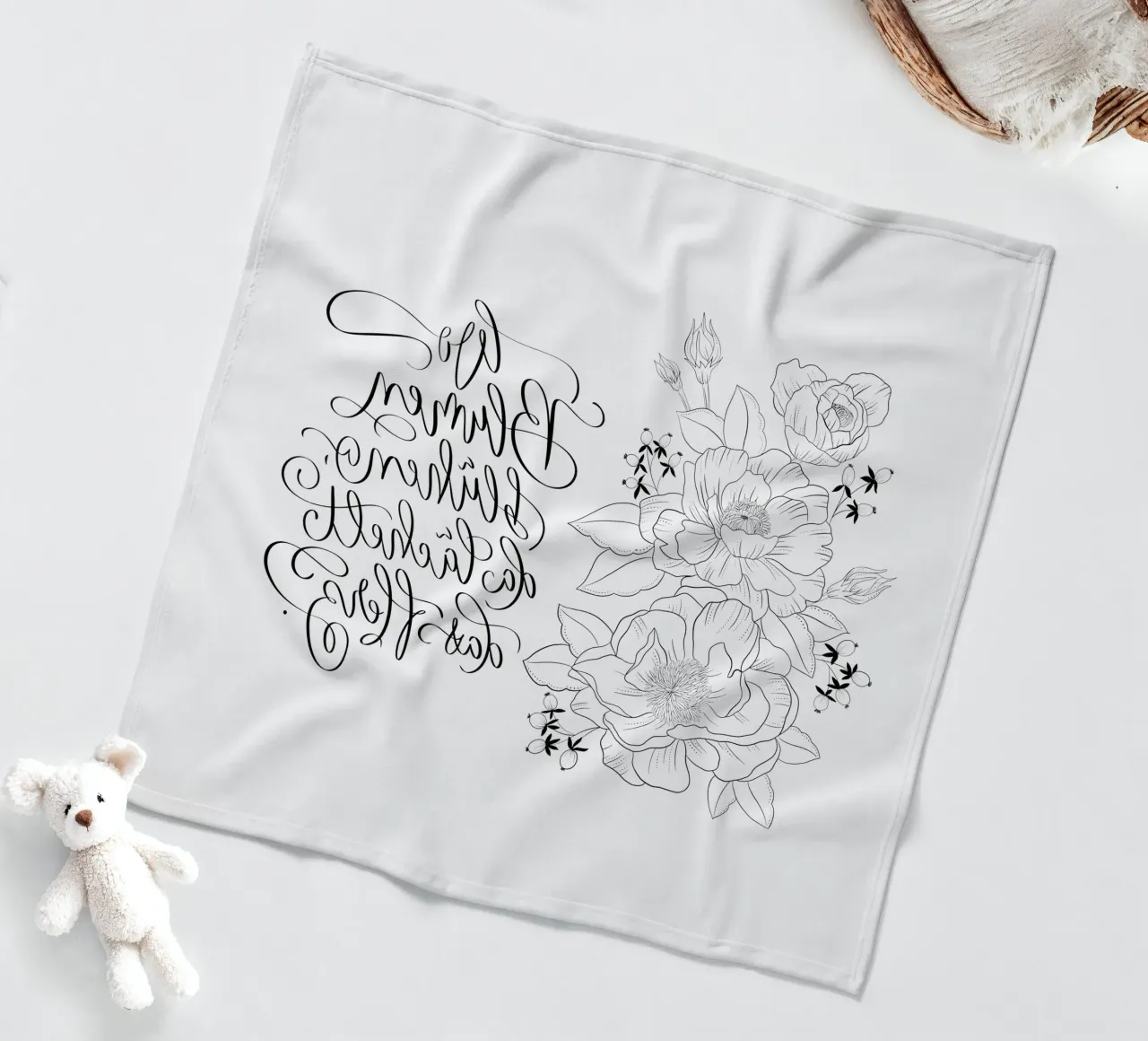 Dove sbocciano i fiori, il cuore sorride. Fiori. Calligrafia coperta in pile da CalliLetters