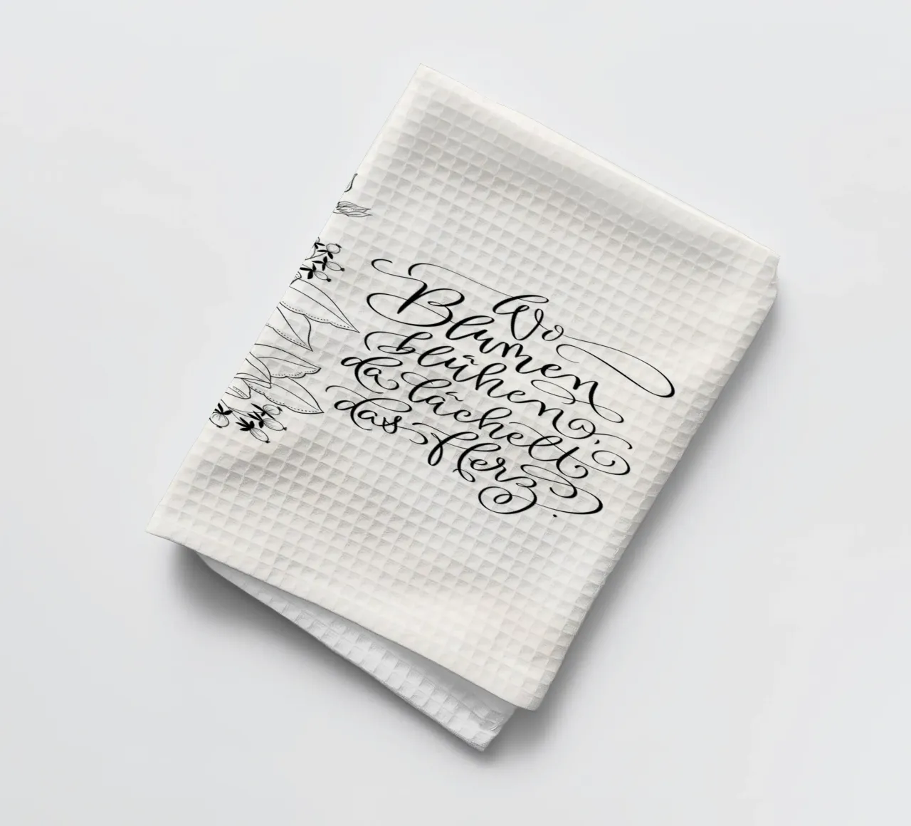 Dove sbocciano i fiori, il cuore sorride. Fiori. Calligrafia canovaccio da cucina da CalliLetters