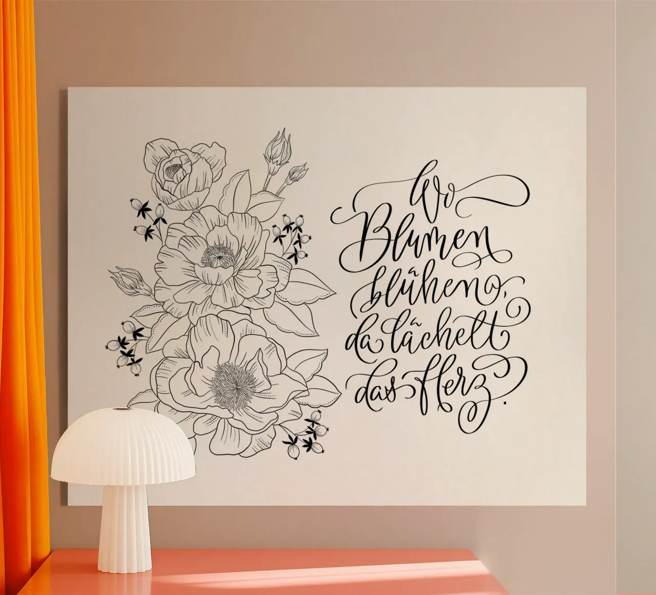 Dove sbocciano i fiori, il cuore sorride. Fiori. Calligrafia plexiglass da CalliLetters