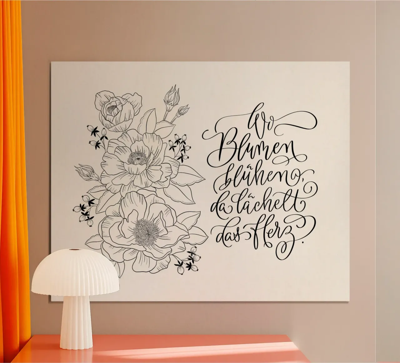 Dove sbocciano i fiori, il cuore sorride. Fiori. Calligrafia poster da CalliLetters