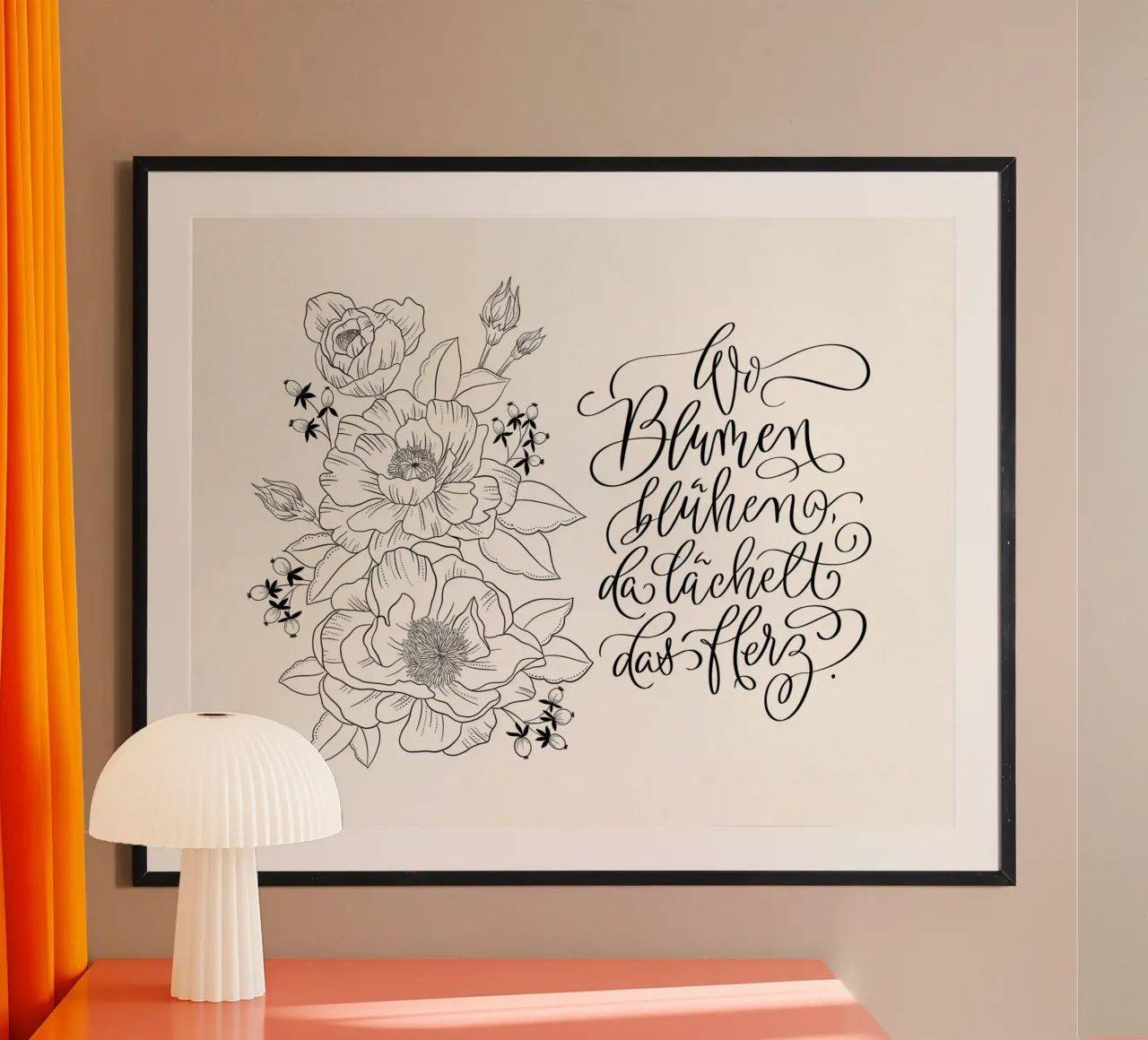 Dove sbocciano i fiori, il cuore sorride. Fiori. Calligrafia poster da CalliLetters