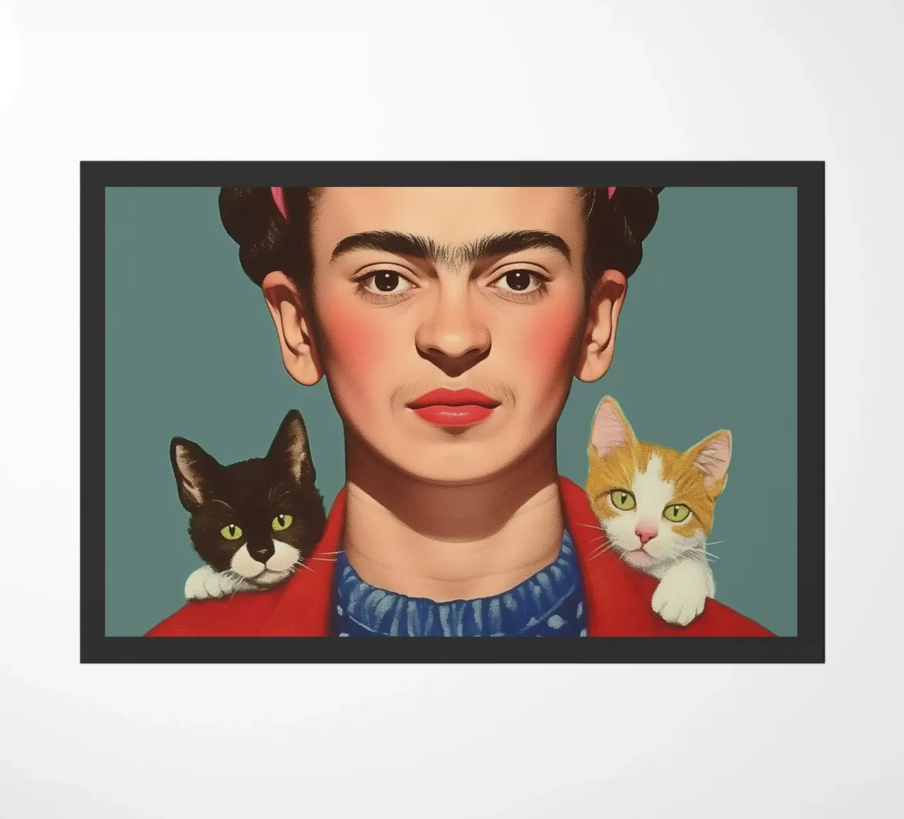 Frida con i suoi piccoli gatti zerbino da Carinaprint