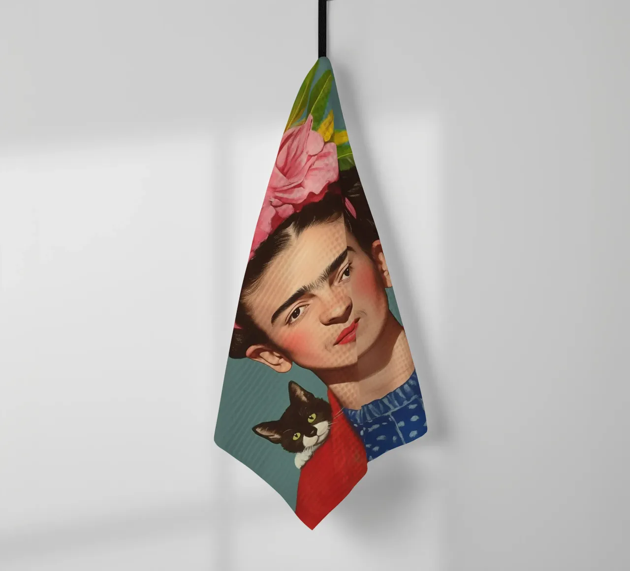 Frida con i suoi piccoli gatti canovaccio da cucina da Carinaprint