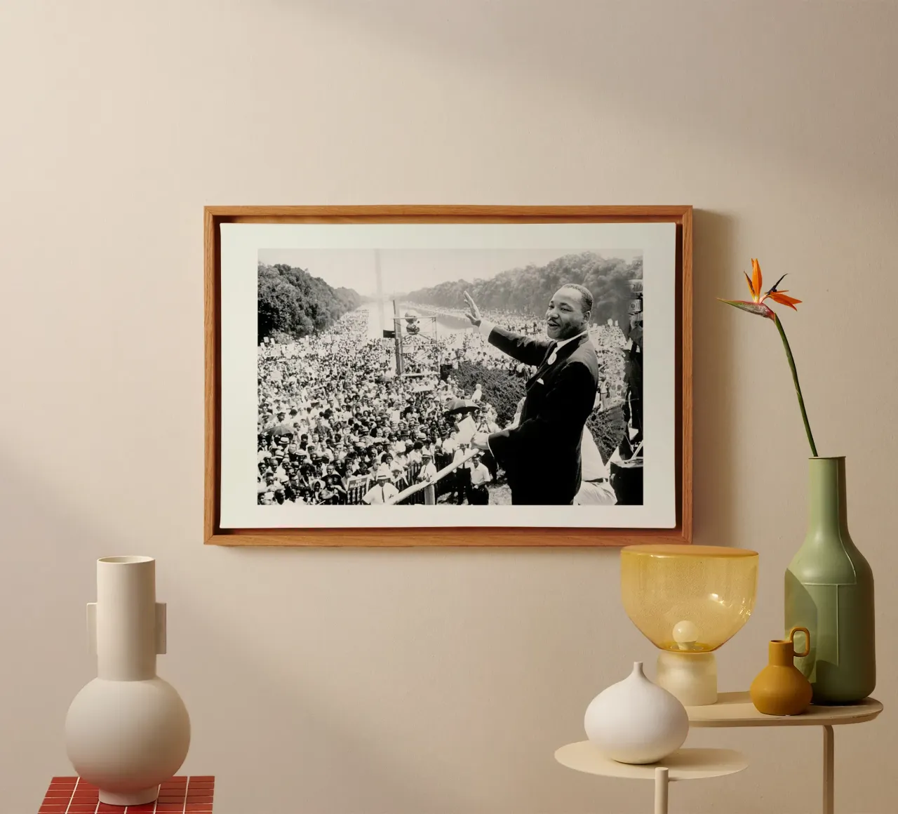 Martin Luther King, 1968 canvas with Floater frame by Gallery Print and Art Limited