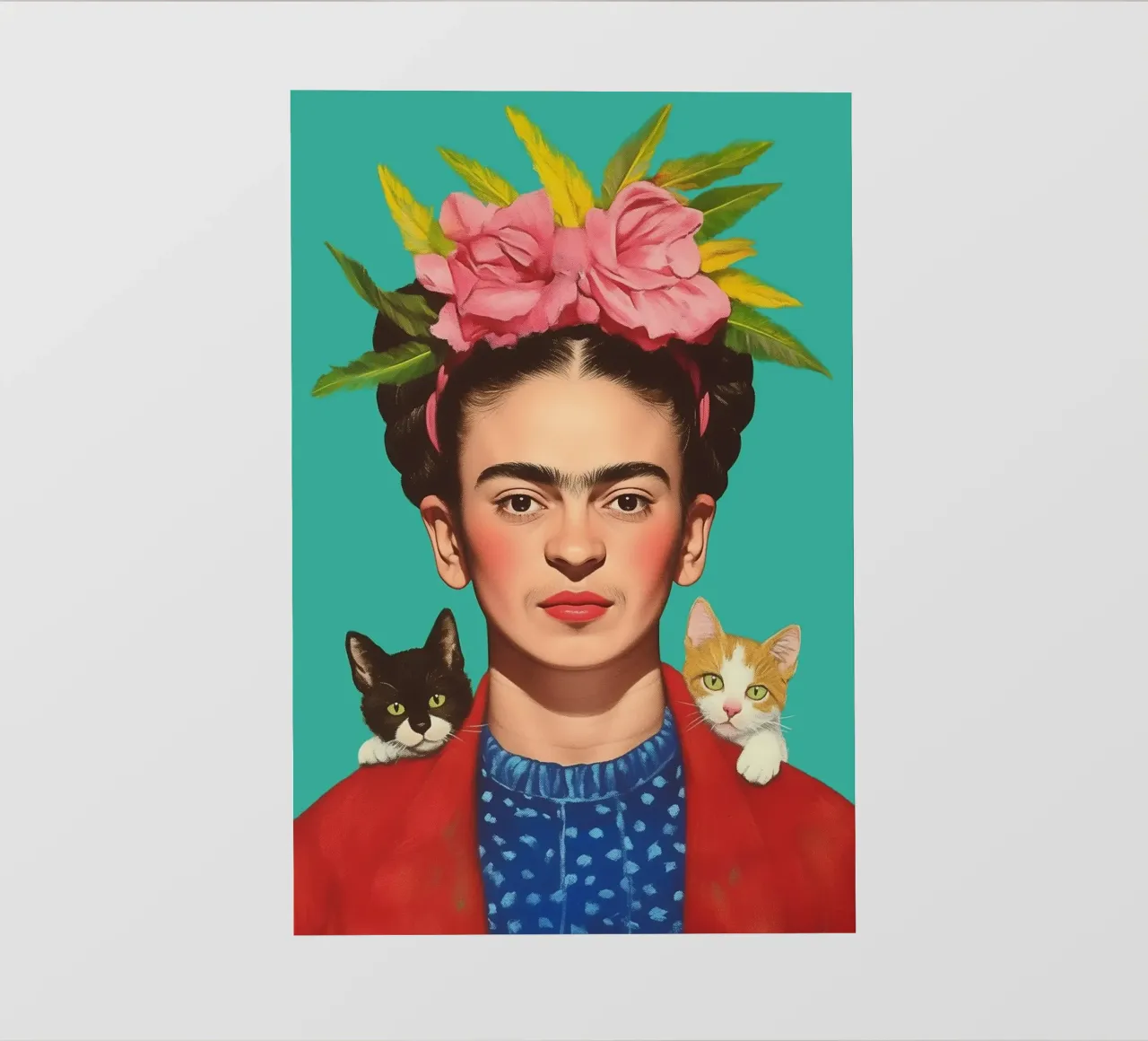 Frida con simpatici cuccioli di gatto telo in pvc da Carinaprint