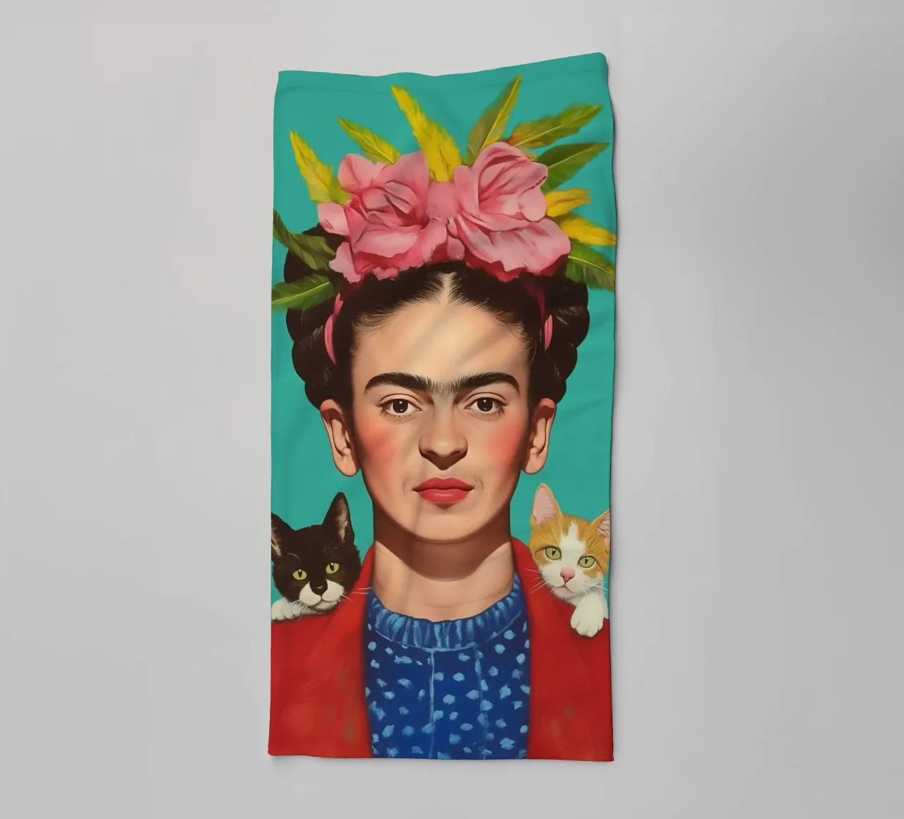 Frida con simpatici cuccioli di gatto asciugamano da bagno da Carinaprint