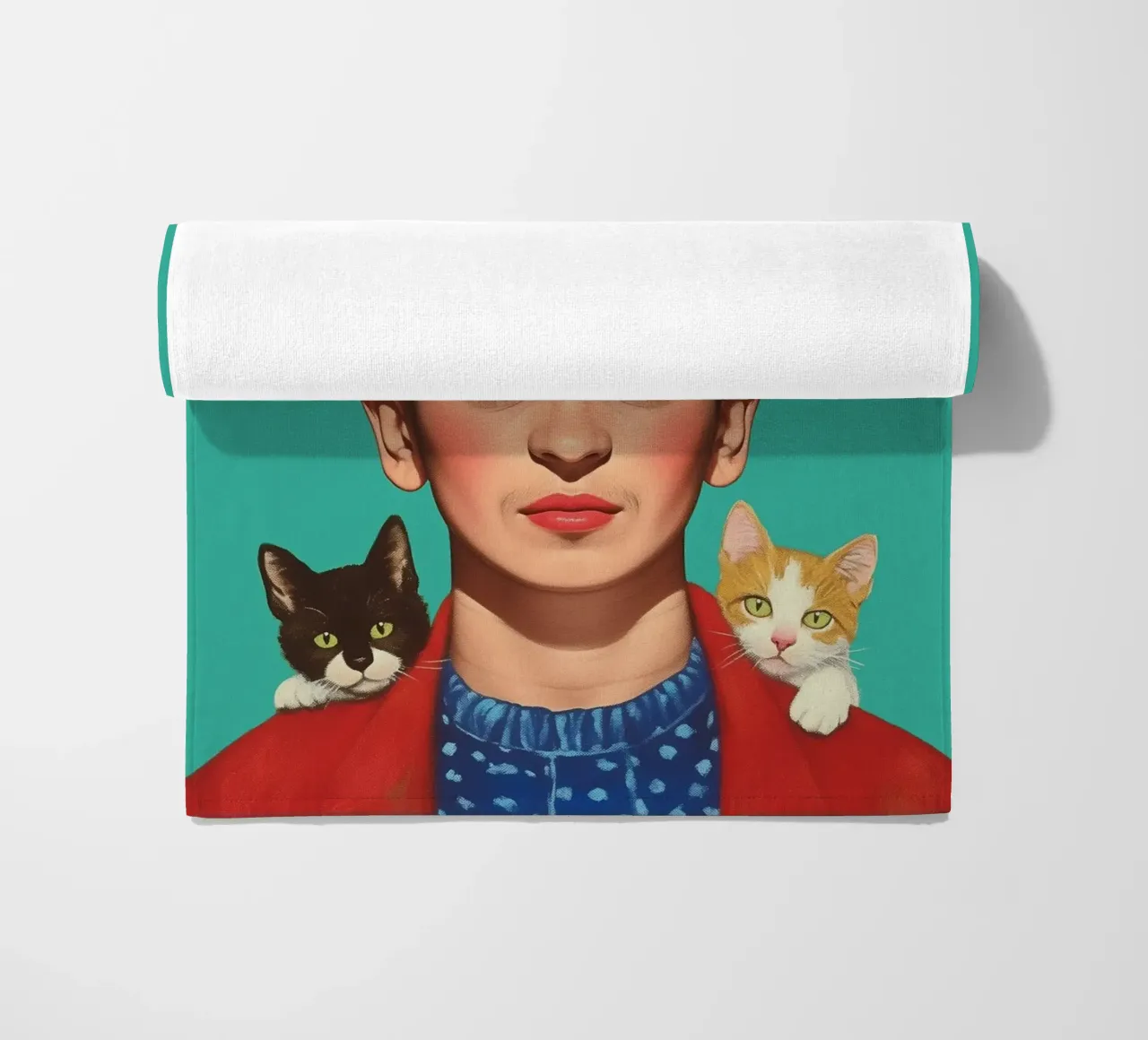 Frida con simpatici cuccioli di gatto telo mare da Carinaprint