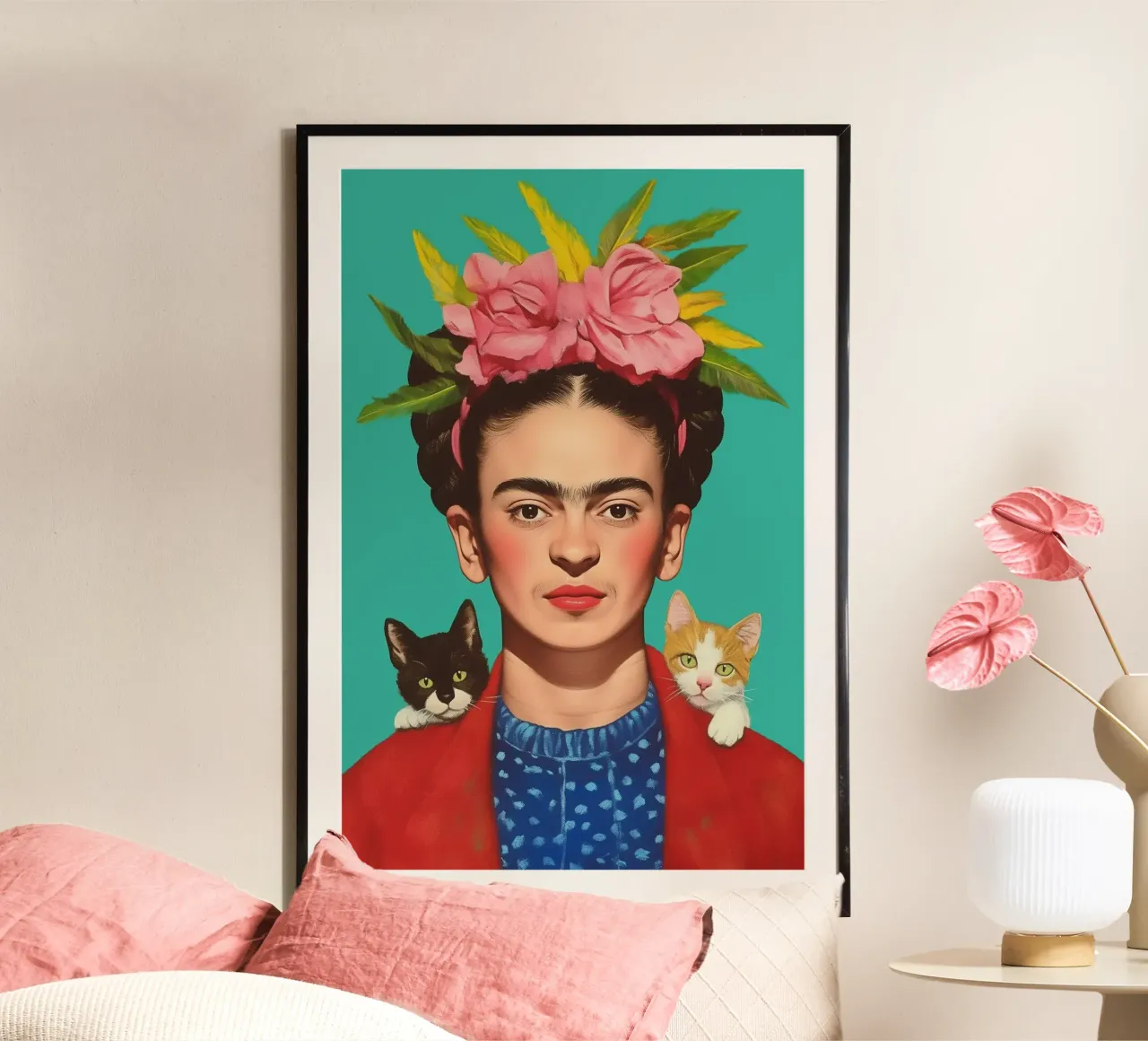 Frida con simpatici cuccioli di gatto carta hahnemühle da Carinaprint