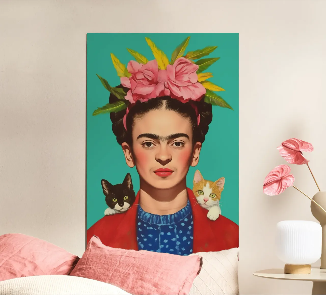 Frida con simpatici cuccioli di gatto carta hahnemühle da Carinaprint