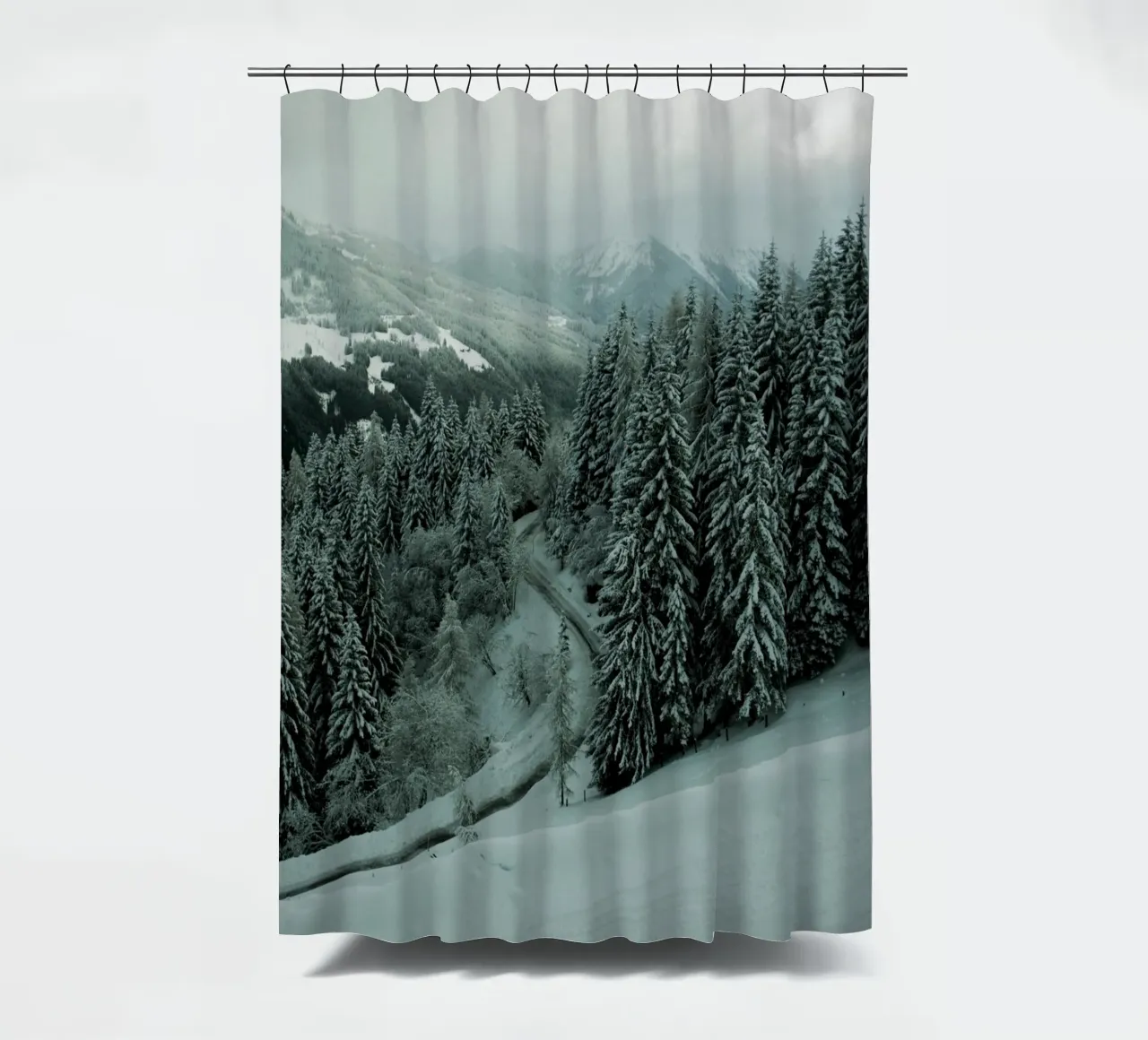 The Path through Winter shower curtain by Sebastian Hilgetag