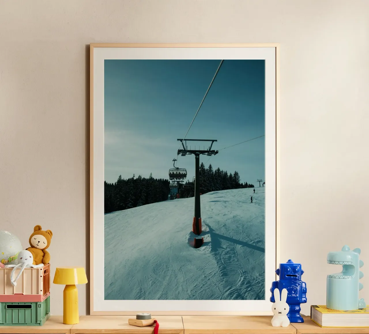 Winter Lift poster with plastic frame by Sebastian Hilgetag