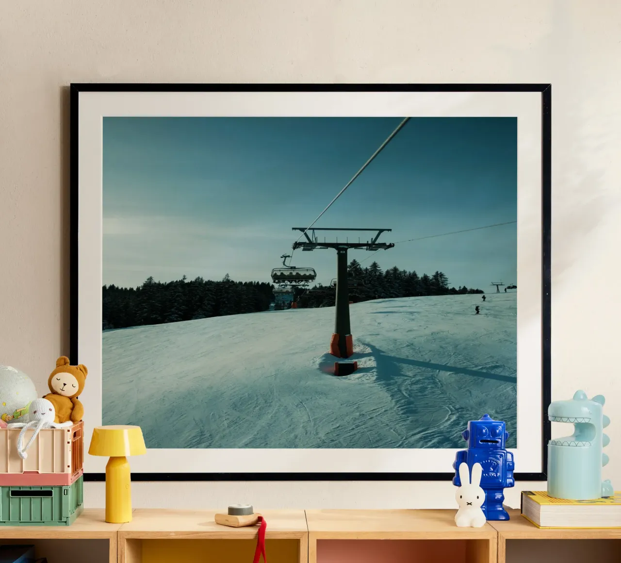 Winter Lift poster with plastic frame by Sebastian Hilgetag