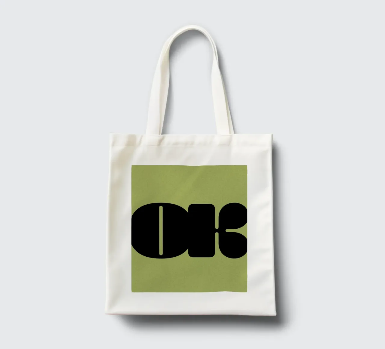 OK Retro Style Slogan on poison green Background tote bag by Lisa Jureczko Arts Illustration