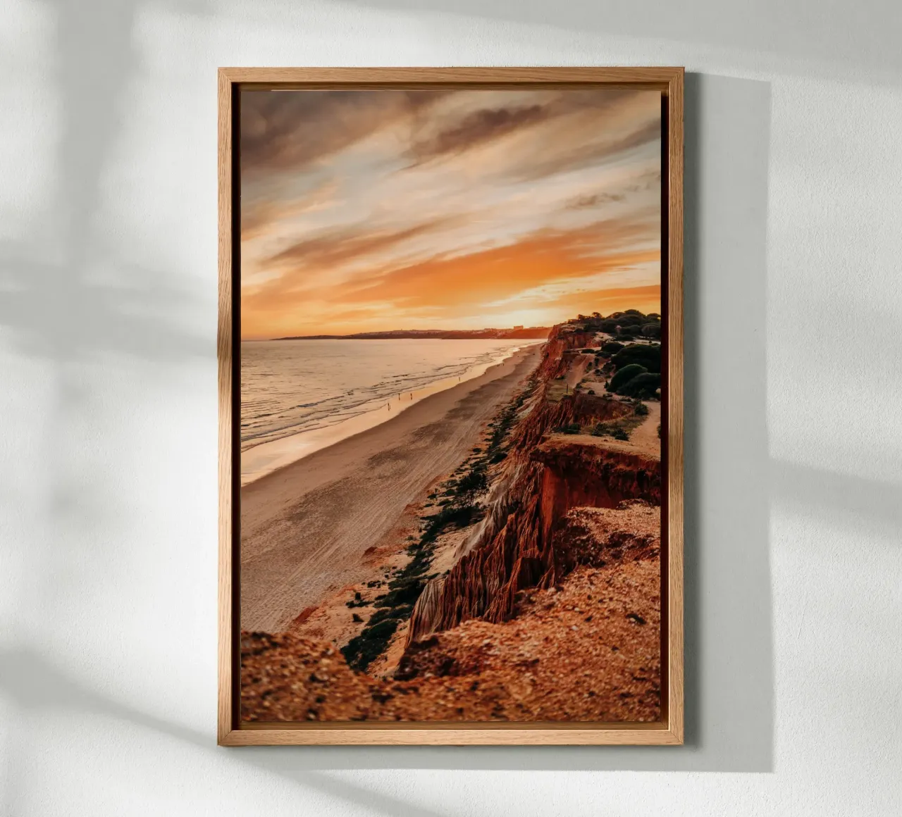 Portugal, Algarve - Sunset & sea view on the coast canvas with Floater frame by Bold and Retro