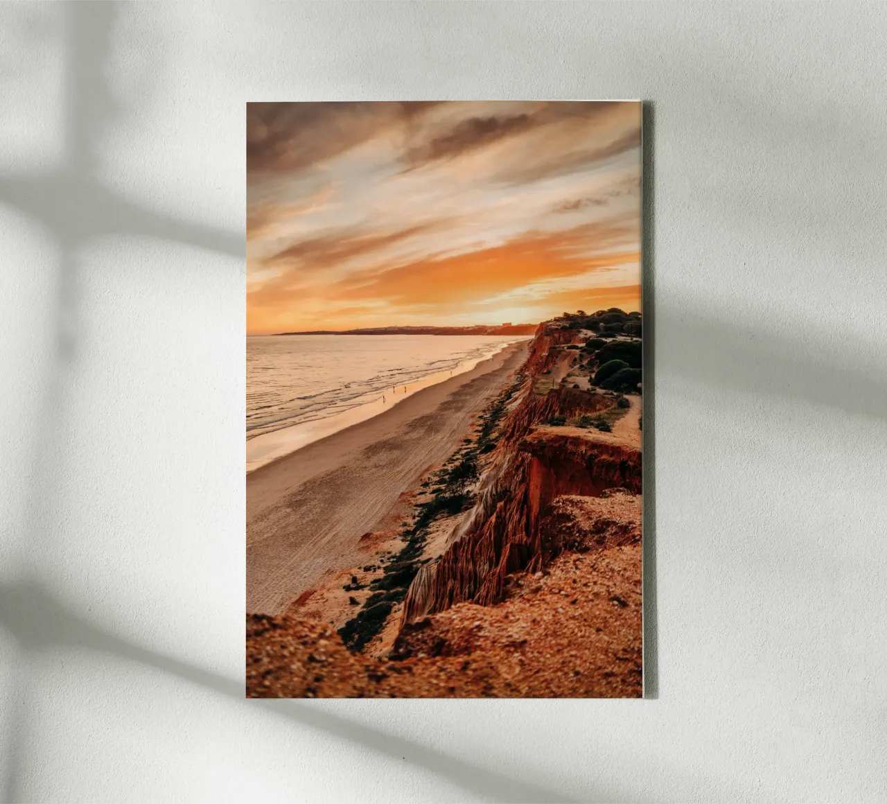 Portugal, Algarve - Sunset & sea view on the coast canvas with Floater frame by Bold and Retro