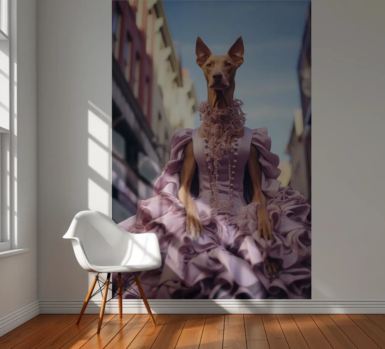 Violette fotobehang van Affiches Chien Originales – Dogland