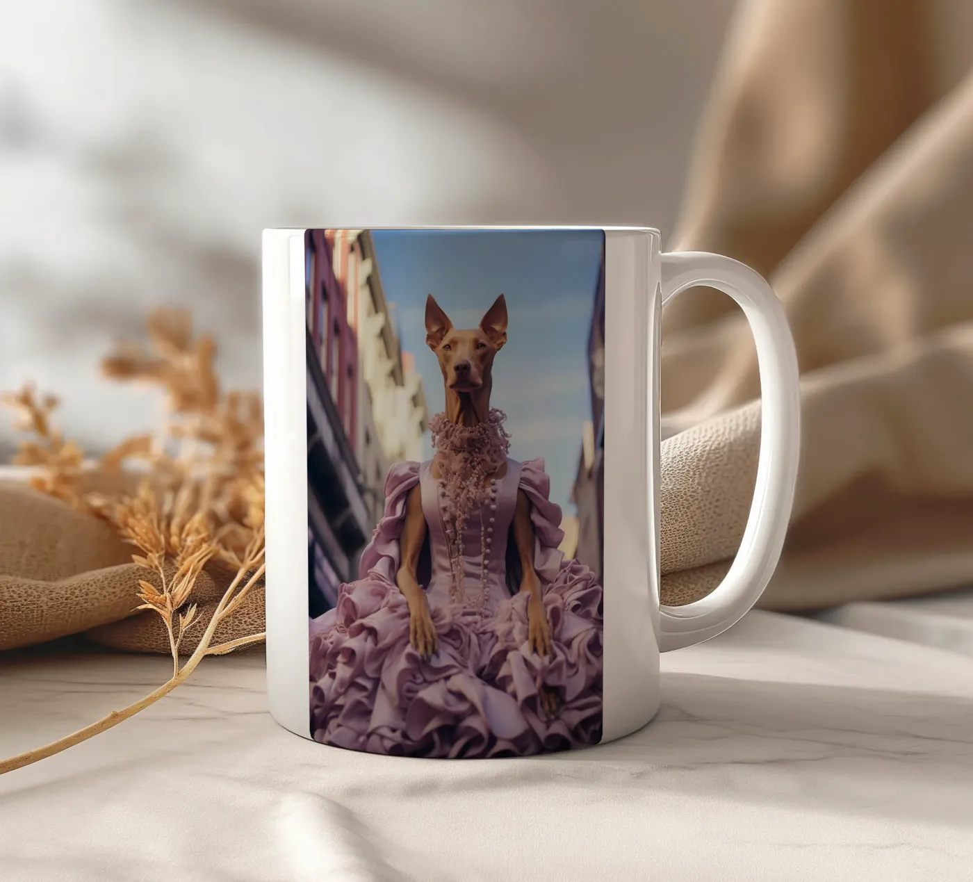 Violette Keramik Tasse von Affiches Chien Originales – Dogland