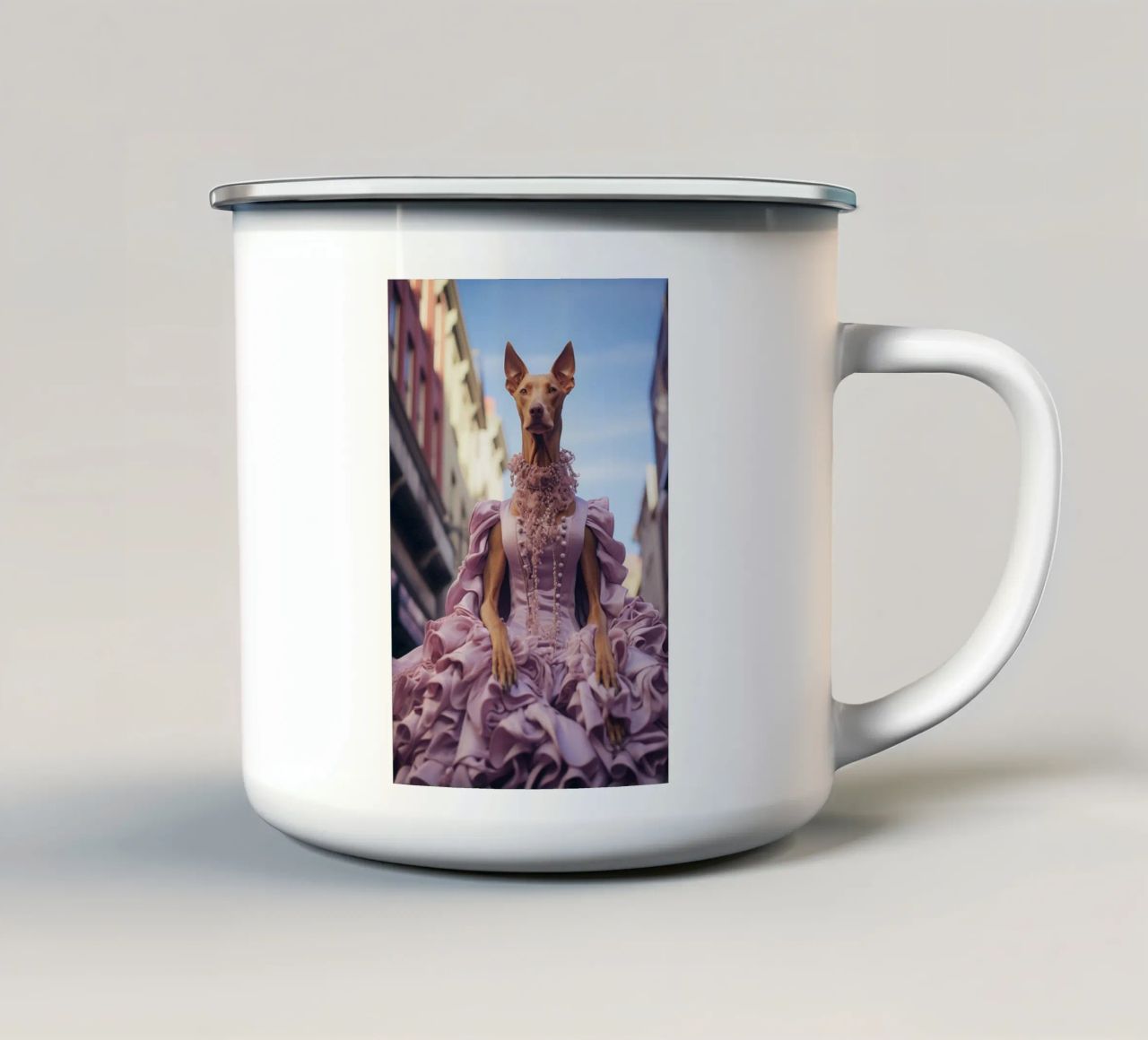 Violette tazza in smalto da Affiches Chien Originales – Dogland