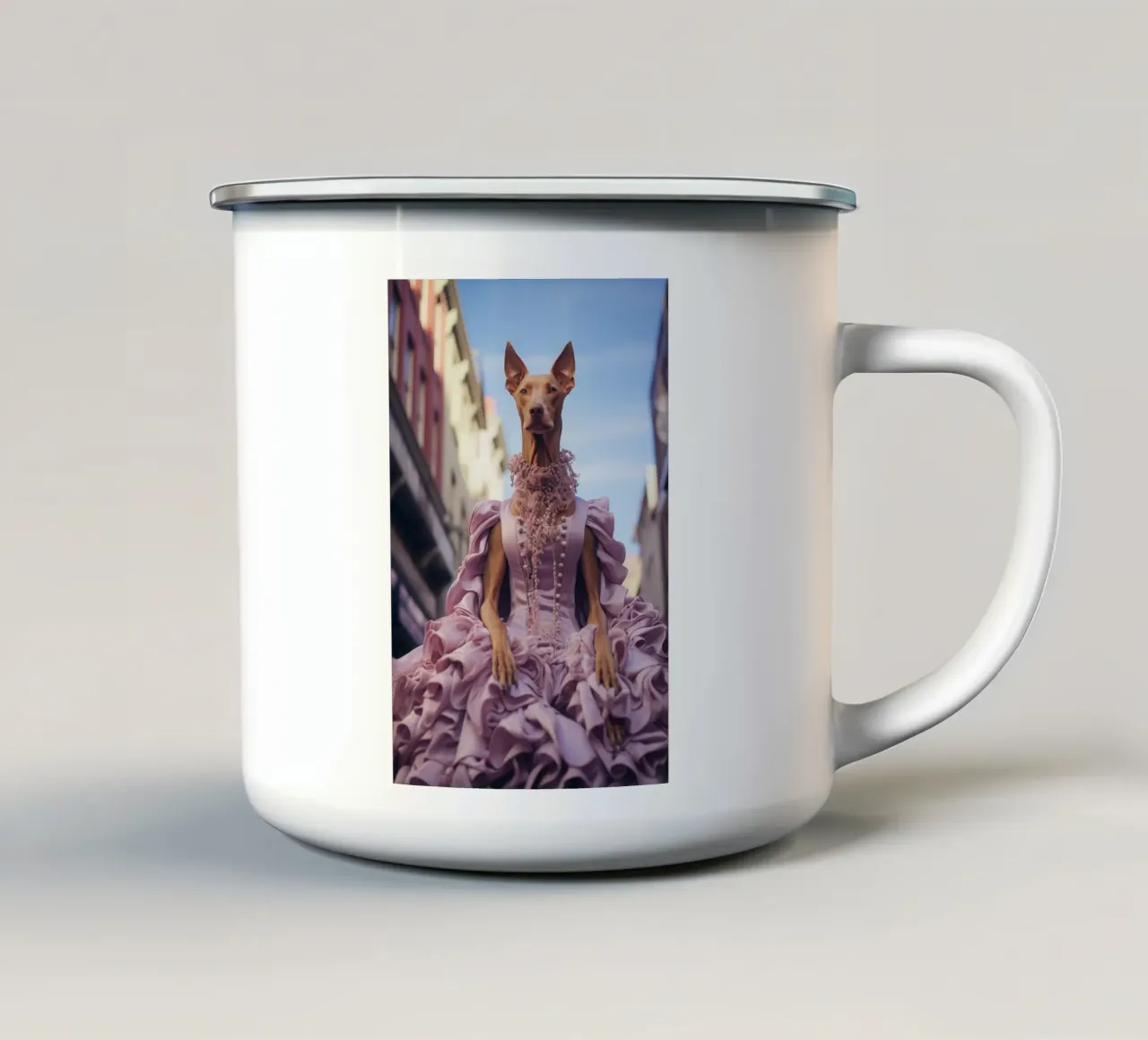 Violette tazza in smalto da Affiches Chien Originales – Dogland