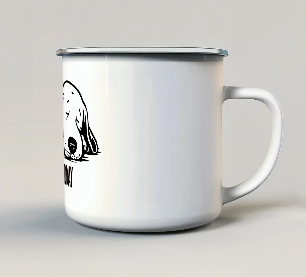 Cane stanco | Non oggi | Non oggi tazza in smalto da Autofocus