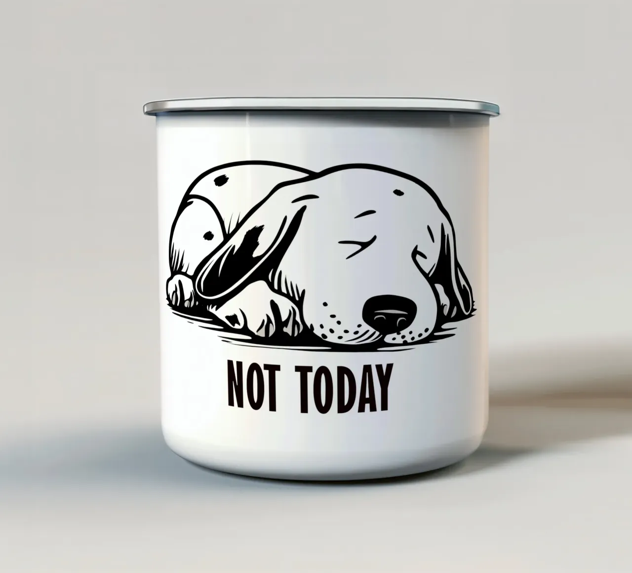 Cane stanco | Non oggi | Non oggi tazza in smalto da Autofocus