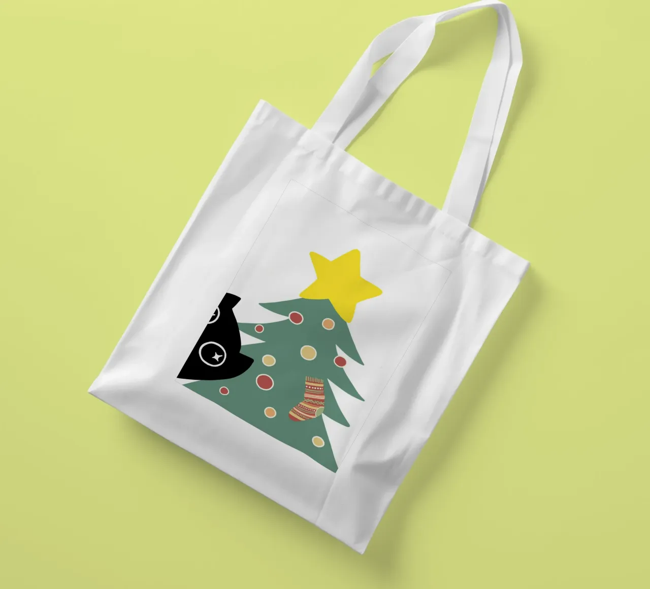 The cat and the christmas tree borsa in juta da BAINAI
