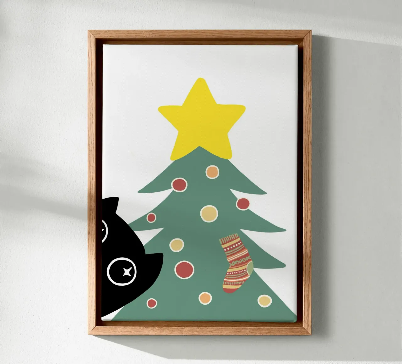 The cat and the christmas tree tela da BAINAI